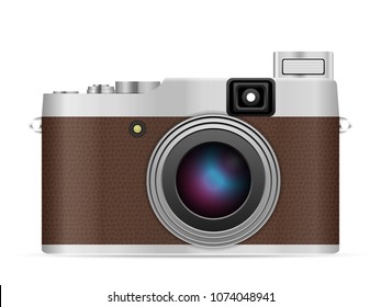 Photo camera on a white background. Vector illustration.