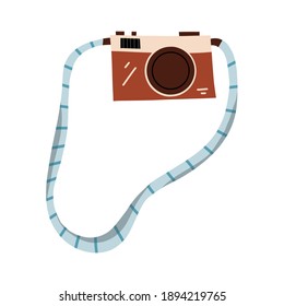 Photo camera on a white background. flat illustration