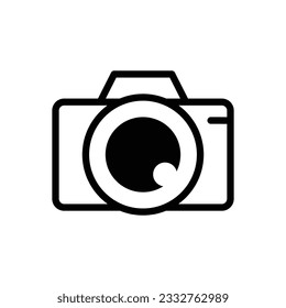 Photo camera with opened lens line icon vector. Vector illustration outline pictogram for infographic interface or design graphic. 