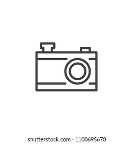 Photo camera outline icon. linear style sign for mobile concept and web design. Digital camera simple line vector icon. Symbol, logo illustration. Pixel perfect vector graphics