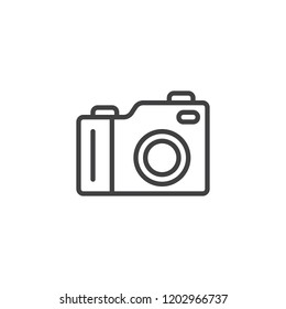 Photo camera outline icon. linear style sign for mobile concept and web design. Digital Camera simple line vector icon. Symbol, logo illustration. Pixel perfect vector graphics