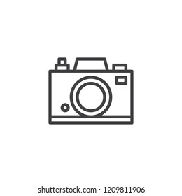 Photo camera outline icon. linear style sign for mobile concept and web design. Digital camera simple line vector icon. Symbol, logo illustration. Pixel perfect vector graphics