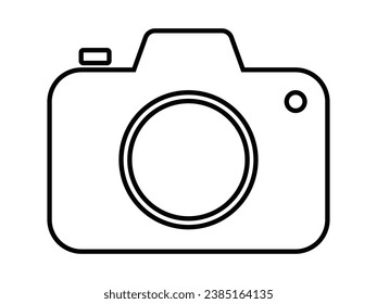 Photo camera outline icon vector isolated on white background. Camera icon outline photo camera vector. Simple snapshot photography sign. Instant Photo internet concept for website and mobile app.