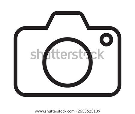 Photo camera outline icon vector isolated on white background. Camera icon outline photo camera vector. Simple snapshot photography sign. Instant Photo internet concept for website and mobile app.