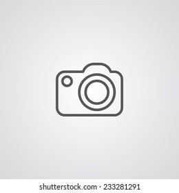 photo camera outline thin symbol, dark on white background, logo editable, creative template 