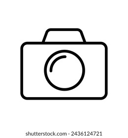 Photo camera outline vector icon isolated on white background. Photo camera line vector icon for web, mobile and ui design