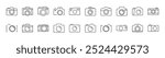 Photo Camera Outline Web Line Icons Collection. Editable Stroke. Minimalistic Linear Pictogram for Design of Cards, Apps, Banners, Posts