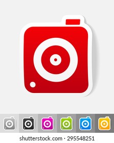 photo camera paper sticker with shadow. Vector illustration