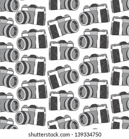 photo camera pattern black and white