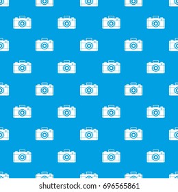 Photo camera pattern repeat seamless in blue color for any design. Vector geometric illustration