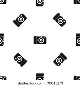 Photo camera pattern repeat seamless in black color for any design. Vector geometric illustration