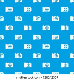 Photo camera pattern repeat seamless in blue color for any design. Vector geometric illustration