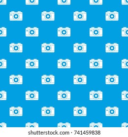 Photo camera pattern repeat seamless in blue color for any design. Vector geometric illustration
