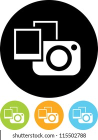 Photo camera with photographs - Vector icon isolated