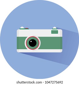 Photo camera put into a blue circle