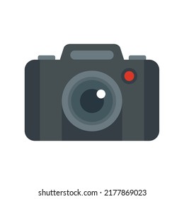 Photo camera record icon. Flat illustration of photo camera record vector icon isolated on white background