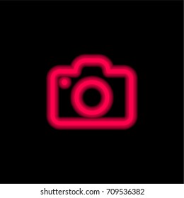 Photo camera red glowing neon ui ux icon. Glowing sign logo vector