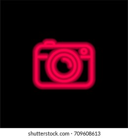 Photo camera red glowing neon ui ux icon. Glowing sign logo vector