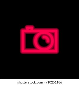Photo camera red glowing neon ui ux icon. Glowing sign logo vector