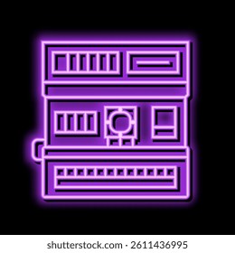 photo camera retro device neon light sign vector. photo camera retro device illustration