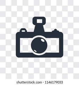 Photo camera of rounded square shape vector icon isolated on transparent background, Photo camera of rounded square shape logo concept