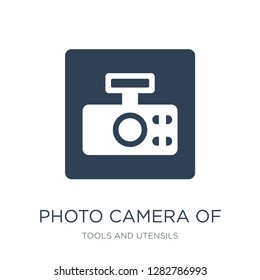 photo camera of rounded square shape icon vector on white background, photo camera of rounded square shape trendy filled icons from Tools and utensils collection