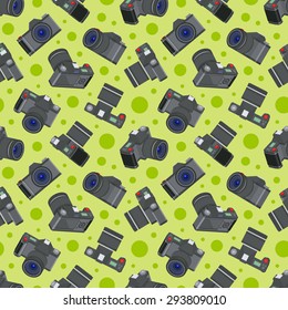 Photo camera seamless pattern. The layout is fully editable