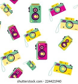 Photo camera seamless pattern. Vector.Eps 10.