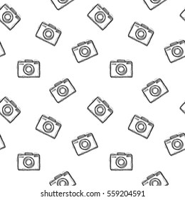 Photo camera seamless pattern. Vector illustration cameras