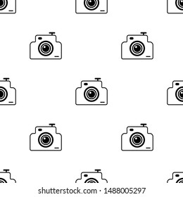 Photo camera seamless pattern. White and black background. Abstract geometric shape texture. Design template for wallpaper,wrapping, textile. Vector Illustration