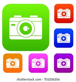 Photo camera set icon in different colors isolated vector illustration. Premium collection