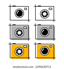 Photo camera set. Vector icons on white background.