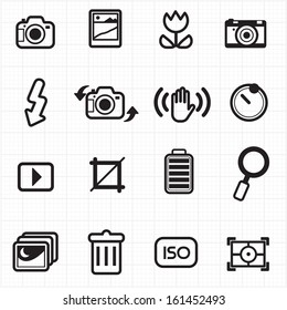 Photo camera setting icons vector