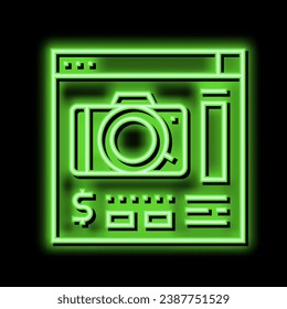 photo camera shop department neon light sign vector. photo camera shop department illustration