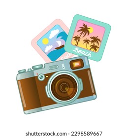 Photo camera and shots vector illustration in cartoon style