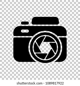 Photo camera with shutter, simple icon. On transparent background.