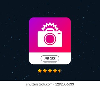 Photo Camera Sign Icon. Photo Flash Symbol. Web Or Internet Icon Design. Rating Stars. Just Click Button. Vector