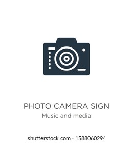 Photo camera sign icon vector. Trendy flat photo camera sign icon from music and media collection isolated on white background. Vector illustration can be used for web and mobile graphic design, logo,