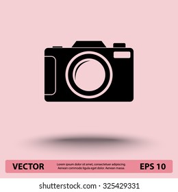 Photo camera sign icon, vector illustration. Flat design style 