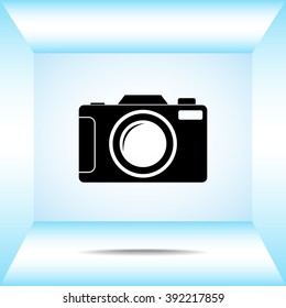 Photo camera sign icon, vector illustration. Flat design style 