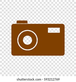 Photo camera sign. Vector. Brown icon on transparent background.
