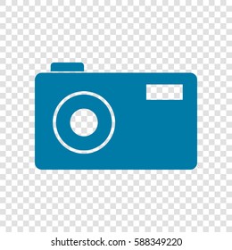 Photo camera sign. Vector. Cerulean icon on transparent background.