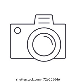 photo camera sign vector line icon, sign, illustration on background, editable strokes