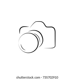 Photo camera silhouette logo icon on white background