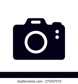 Photo camera simbol. DSLR camera sign icon. Digital camera. Flat design style. 