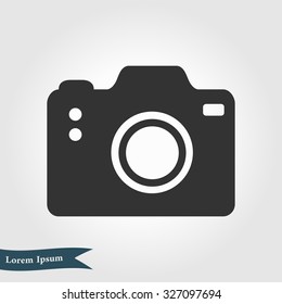 Photo camera simbol. DSLR camera sign icon. Digital camera. Flat design style. 