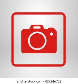 Photo camera simbol. DSLR camera sign icon. Digital camera. Flat design style. 
