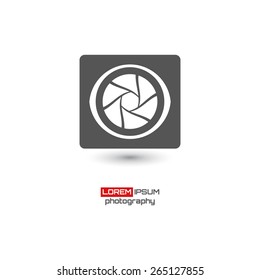 Photo camera, simple conceptual logo design. Logo template. Corporate icon. Vector illustration.