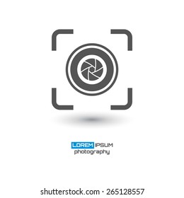 Photo camera, simple conceptual logo design. Logo template. Corporate icon. Vector illustration.