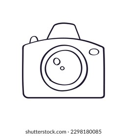 Photo camera simple doodle line vector icon
